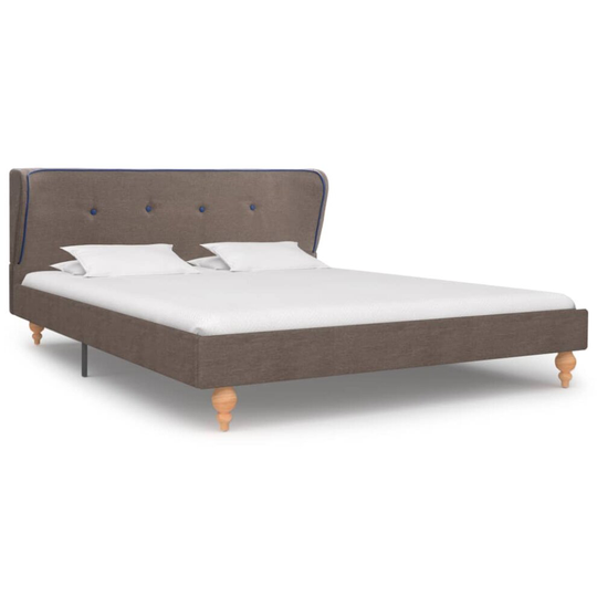 vidaXL Bed Frame Taupe Fabric 135x190cm Double Bedroom Upholstered Sleep Base
