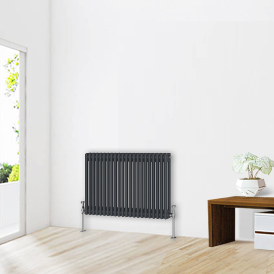 (600 x 1010mm-2 Column) NRG Traditional Anthracite Cast Iron Style Radiator