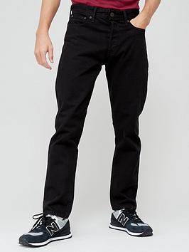 Jack & Jones Chris Relaxed Fit Jeans - Black, Black, Size 30, Inside Leg Short, Men