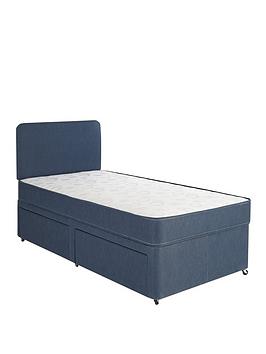 Airsprung Teddy Storage Divan Set With Headboard And Extra Bounce Mattress - Blue