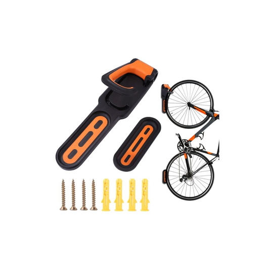 (orange) Road Bicycle Steel Rack Pedal Wall Mount Stands Hanger Hook Heavy Duty Bike