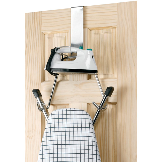 Polder Over Door Iron/Board Mount, Chrome