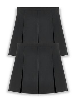 V by Very Girls 2 Pack Classic Pleated School Skirts Plus Size - Black, Black, Size Age: 5-6 Years, Women