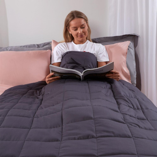 (Grey - Quilted Pockets, 150 x 200cm, 8kg(17lb)) Highams Weighted Gravity Blanket Sensory Anxiety Sleep Therapy for Kids / Adults
