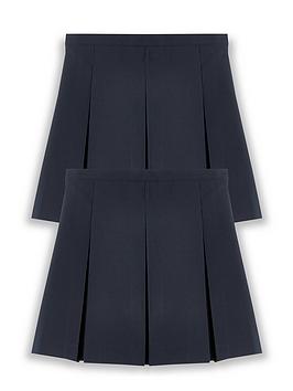 V By Very Girls 2 Pack Classic Pleated School Skirts Plus Size - Navy