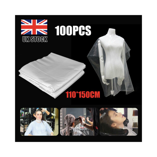 100PCS Disposable Salon Barber Gown Hairdressing Cape Hair Cutting Cloak UK