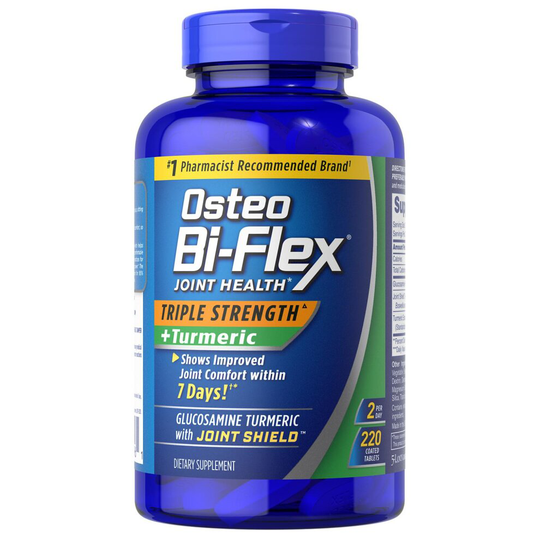 Osteo Bi-Flex Joint Health Triple Strength, Glucosamine Turmeric with Joint Shield, 220 Tablets, USA Import