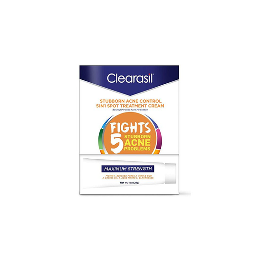 Clearasil Stubborn Acne Control, 5in1, Spot Treatment Cream, 1 oz. (Packaging may vary)