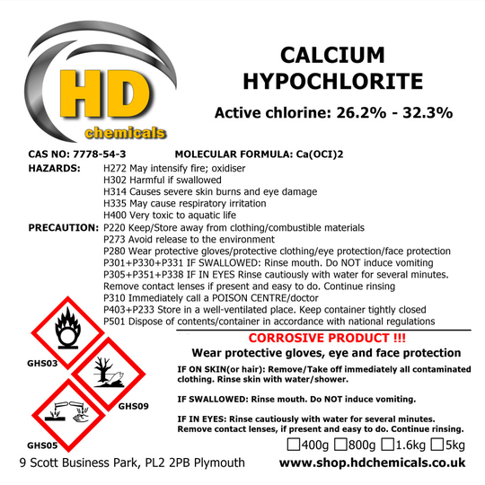 (800g) Calcium Hypochlorite 26.2 - 32.3 g/100g