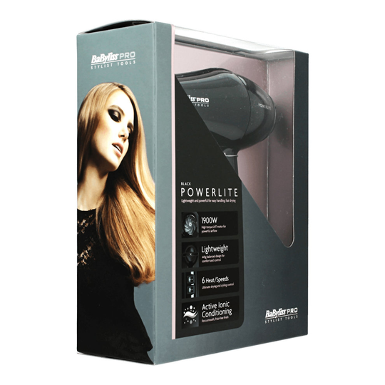 BaByliss Pro BAB5589BKU Powerlite Hair Dryer 1900W Black 6-Heat / Speed Settings