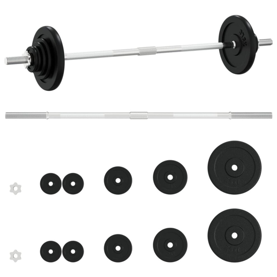 (120 cm) vidaXL Barbell and Dumbbell with Plates 60 kg Cast Iron Free Weight Plate Set