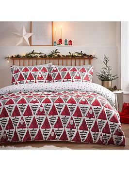 Furn Hide And Seek Santa Christmas Duvet Cover Set - Red