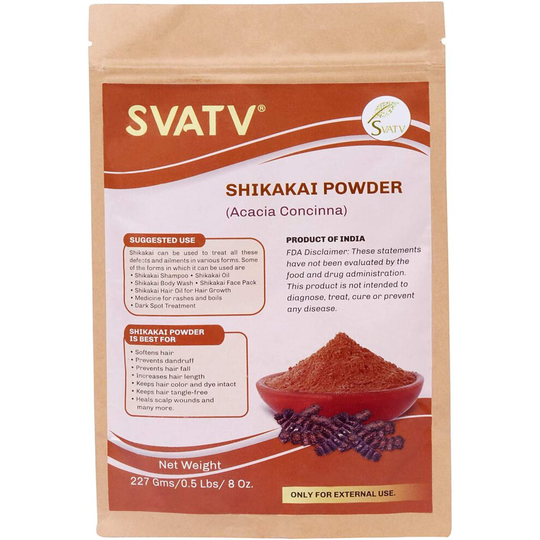 SVATV Shikakai Powder II Acacia concinna Fruit Pods Powder II for Silky Hairs Excellent Hair Conditioner II 227g , 8oz, 0.5lb