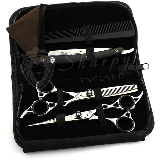 SHARPY 6.5inch Professional Barber Hairdressing Scissors Set Salon Hair Cutting Thinning Scissors Comb Cutter Shears Stainless Steel Sliver