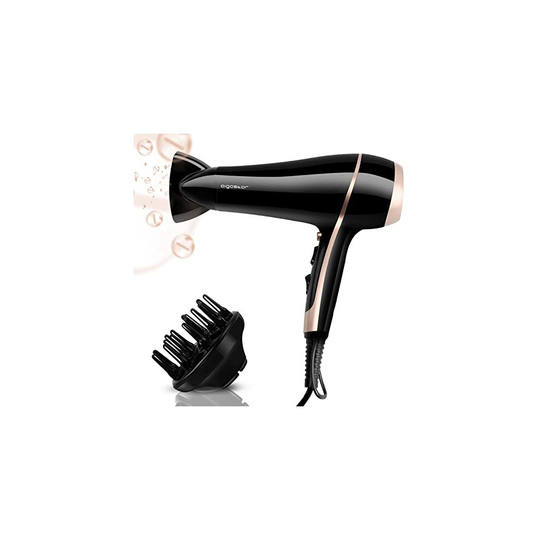 Aigostar Powerful Ionic Hair Dryer 2400W, Professional Negative Ion Hairdryer with Diffuser and Concentrator, 3 Heating 2 Speed Settings, Cool Shot