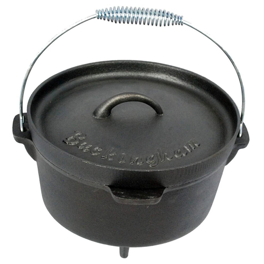 Dutch Oven Cooking Pot Pre-Seasoned Cast Iron 4 Litre Outdoor Campfire