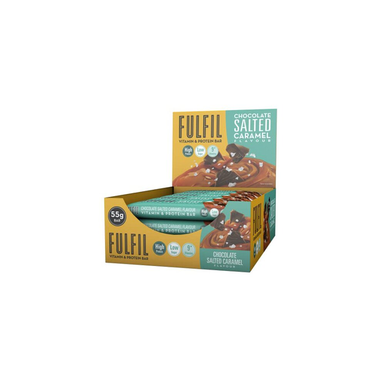 Fulfil Vitamin and Protein Bar (15 x 55 g Bars) - Chocolate Salted Caramel Flavour - 20 g High Protein, 9 Vitamins, Low Sugar