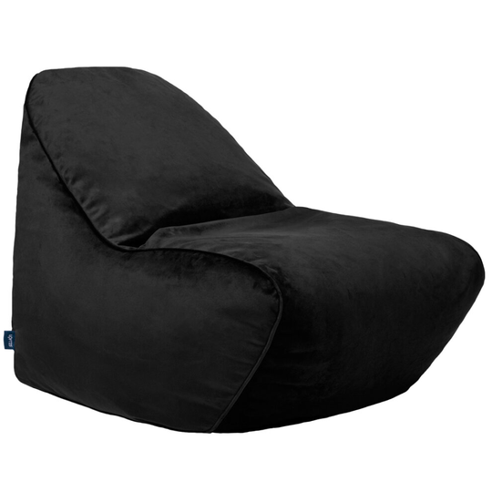 (Black, Soft Velvet) Loft 25 Bean Bag Chair Seat Ready Filled High Back Bean Bags Lounger Comfortable Relaxing Living Room Furniture