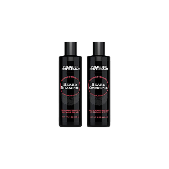 Polished Gentleman Beard Growth and Thickening Shampoo and Conditioner - With Organic Beard Oil - For Best Beard Look (118ml Small Beard)