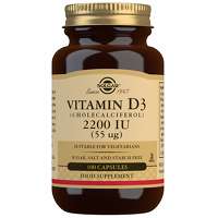 Solgar Vitamins Vitamin D3 (Cholecalciferol) 2200 IU (55 ug) Vegetable Capsules x 100