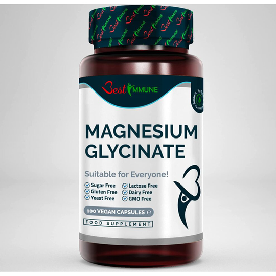 Natural Magnesium Glycinate 500mg Premium Quality Ideal Strength 100 Vegan Capsules Highest Bioavailability