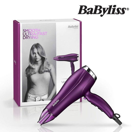 BaByliss 5513U Velvet Orchid Tourmaline-Ceramic Ionic Hair Dryer Powerful 2300W