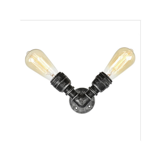 (Silver) Retro Wall Light Industrial Wall Lamp Vintage Steam Punk E27 Wall Sconce 2 Heads Wall Sconce Iron Metal Wall Lamp-Silver