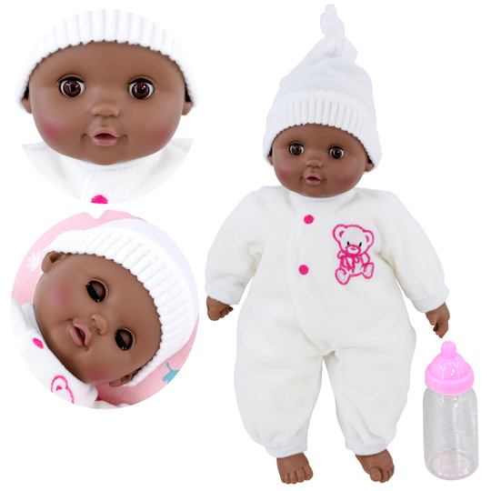 The Magic Toy Shop 16" Dark Skin Soft Bodied Baby Doll With Sleeping Eyes