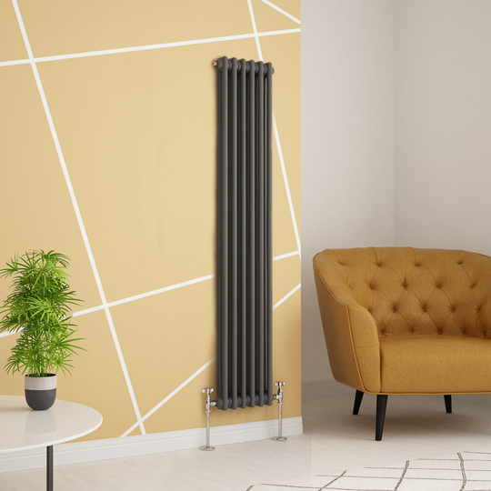 (1500 x 290mm Double, Anthracite) PlumbGalaxy Traditional-Style Cast Iron Radiator