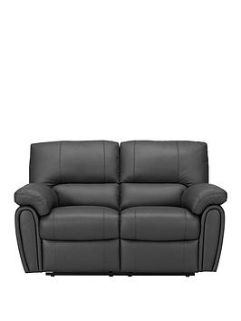 Leighton Leather/Faux Leather 2 Seater Power Recliner Sofa - Black