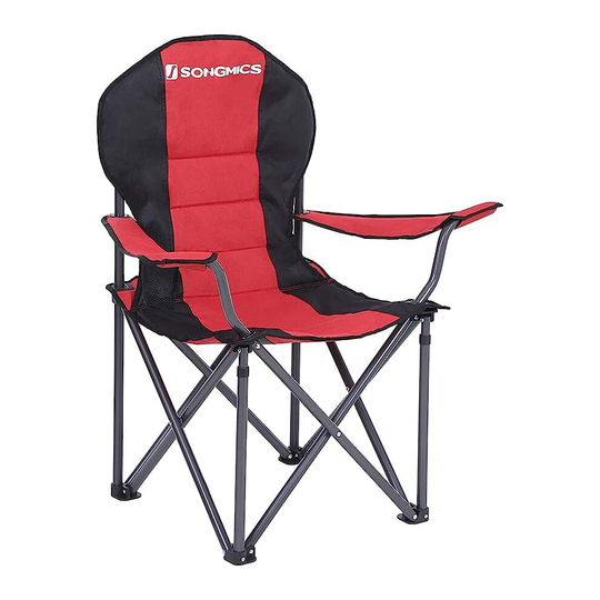 SONGMICS Foldable Camping Chair, with Comfortable Sponge Seat, Cup Holder, Heavy Duty Structure, Max Load Capacity 250 kg, Outdoor Chair