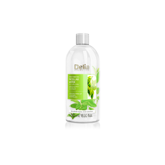 (Purifying) Delia Cosmetics Micellar Water Facial Cleanser, Soft, Fresh & Calm Face Skin, Make-Up Remover, Cleansing Water for Sensitive Skin, 500ml