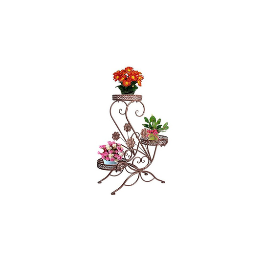 3-Tiered Scroll Classic Plant Stand Indoor Metal Plant Pot Stand Outdoor Decorative Garden Patio Standing Flower Rack Shelf Hold 3 Pots with Mode