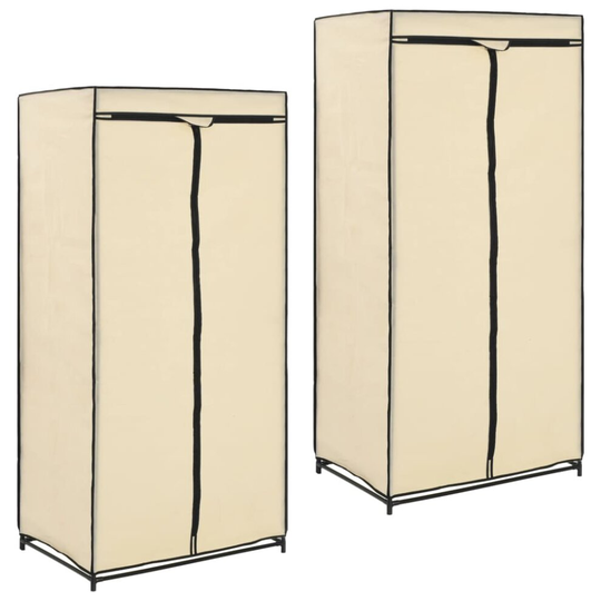 vidaXL 2x Wardrobes Cream Closet Clothes Storage Organiser Cabinet Shelves