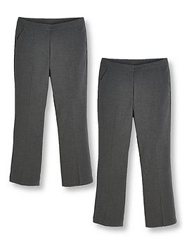 V By Very Girls 2 Pack Woven School Trouser Plus Size - Grey