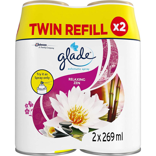 Glade Automatic Air Freshener Spray, Auto Spray Odour Eliminator & Room Fragrance, 269 ml Refill, Relaxing Zen, 2 Refills
