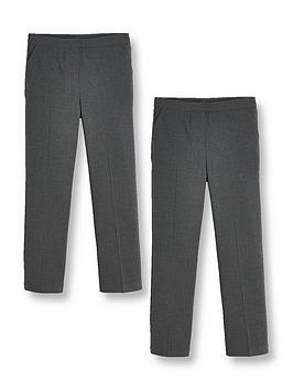 V By Very Girls 2 Pack Woven School Trouser Regular Fit - Grey
