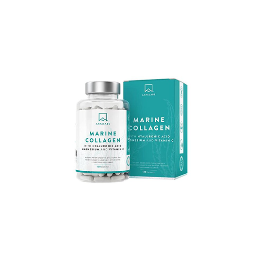 Marine Collagen Tablets for Women and Men with Natural Vitamin C, Magnesium & hyaluronic Acid - with Pure Collagen peptides - 120 Marine Col