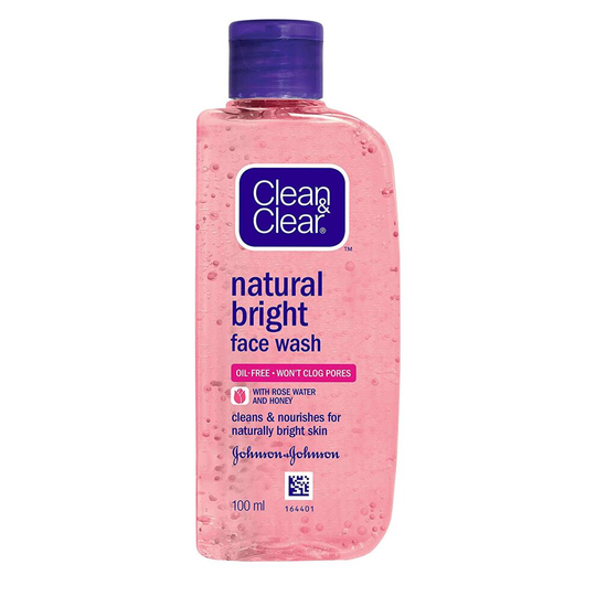 Johnson and Johnson Clean and Clear Natural Bright Gentle Daily Wash 100ml Rose Water and Honey Oil Free