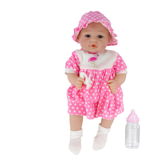 (Open Eyes Girl) The Magic Toy Shop 17" Realistic Reborn Baby Doll Girl Boy Handmade Sleeping Open Eyes Dummy Bottle