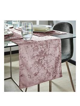 Catherine Lansfield Crushed Velvet Table Runner In Blush
