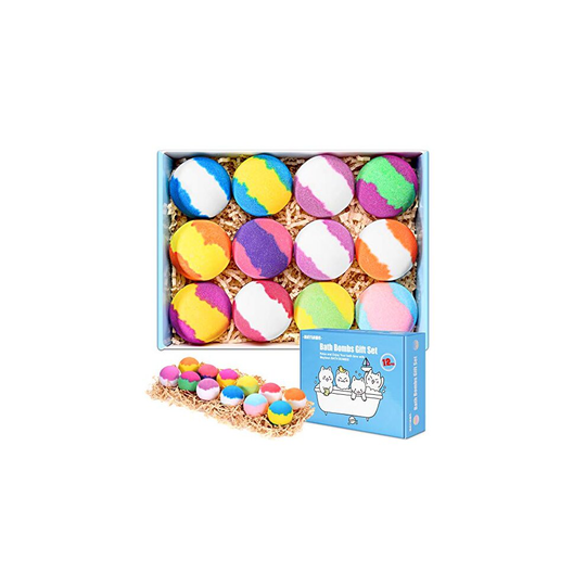 Bath Bombs Gift Set, 12-Pieces Handmade Fizzy Bubble Bath Bombs, Vegan & Cruelty Free, Perfect for Bubble and Spa Bath, Birthday Mothers Day Gift