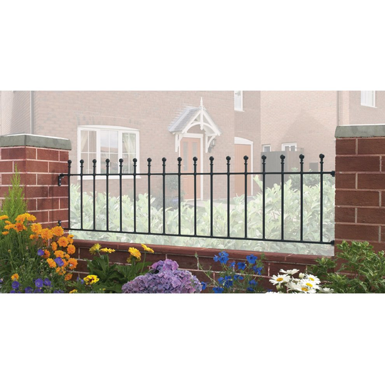 (1830mm GAP X 455mm High) Manor Ball Top Railing Metal Wrought Iron Fencing