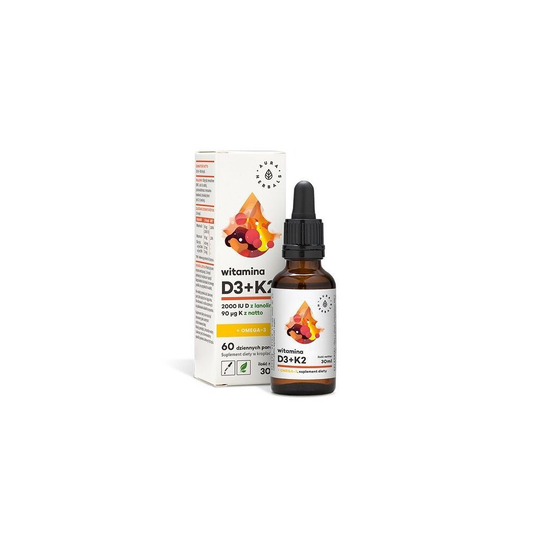 Aura Herbals D3 + K2 MK7 + Omega 3 - krople - 30 ml