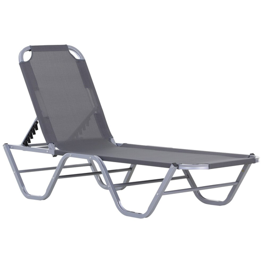 Outsunny Sun Lounger Relaxer Recliner w/ 5-Position Adjustable Silver