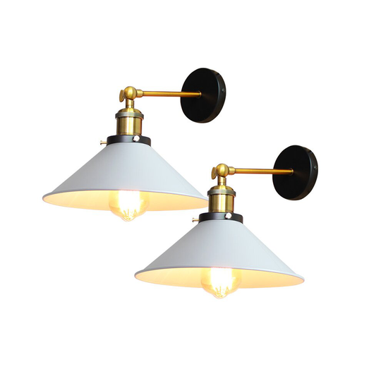 (White) 2Pack Wall Light Edison Ceiling Lamp Shade Loft Wall Sconces Lights(Bulb not Included)