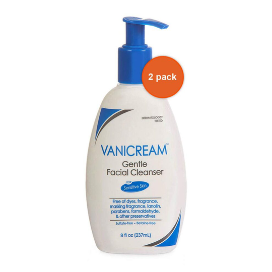 Vanicream Gentle Facial Cleanser for Sensitive Skin, 8 fl oz pack of 2