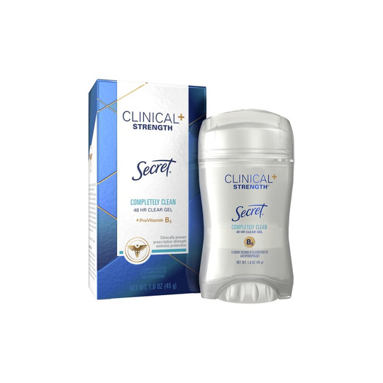 Secret Clinical Strength Clear Gel Antiperspirant and Deodorant, Completely Clean, 1.6 oz