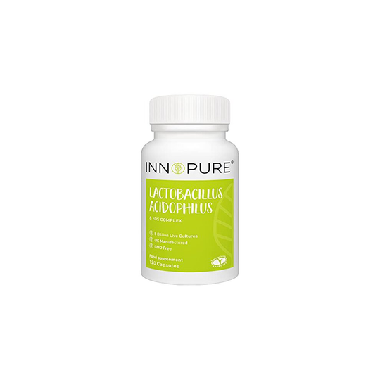 INNOPURE Lactobacillus Acidophilus & Prebiotic 120 Capsules (1 Capsule Daily) 5 Billion CFU + FOS & Inulin Powder for Gut Health - Probiotics with