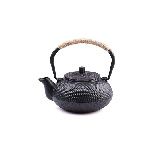SUSTEAS Japanese Tetsubin Tea Kettle Cast Iron Teapot with Stainless Steel Infuser Black 650ml